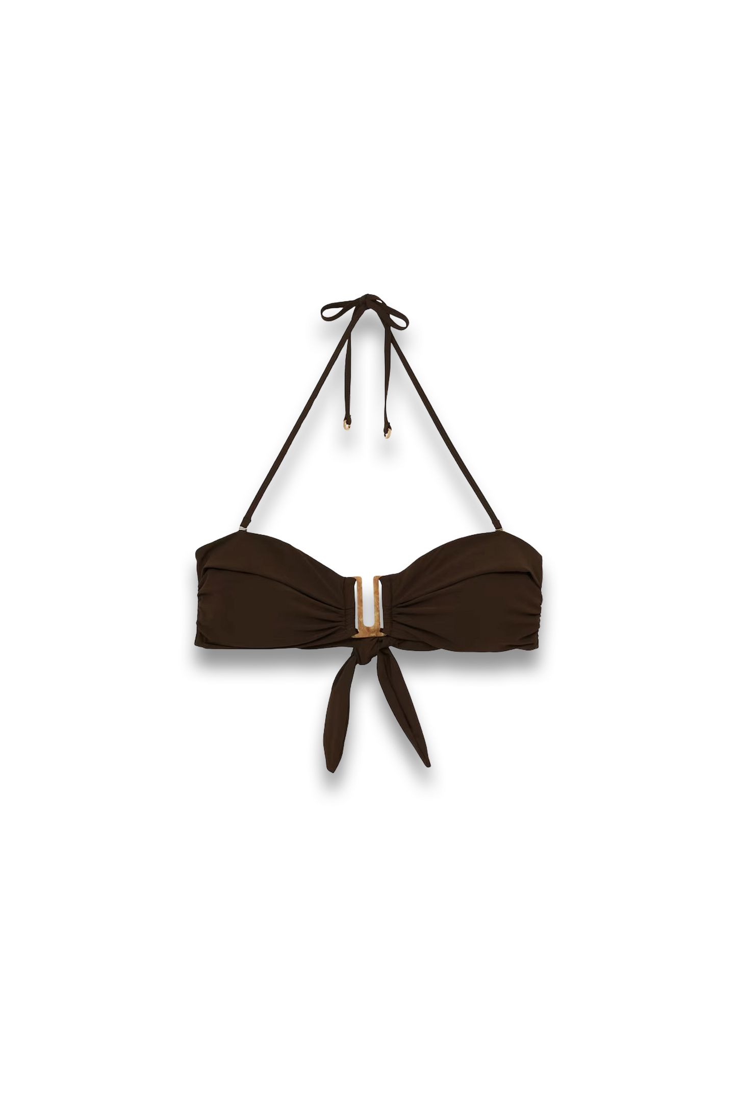 Removable-strap Bandeau Bikini Top in Chocolate