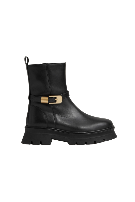Leather Cleated Ankle Boots