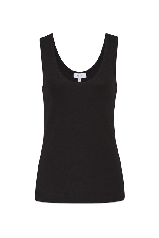 Black Violet Ribbed Cotton Blend Vest