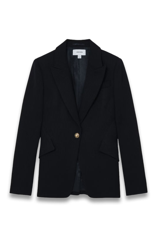 Wynn Single-Breasted Textured Blazer Wool-Blend