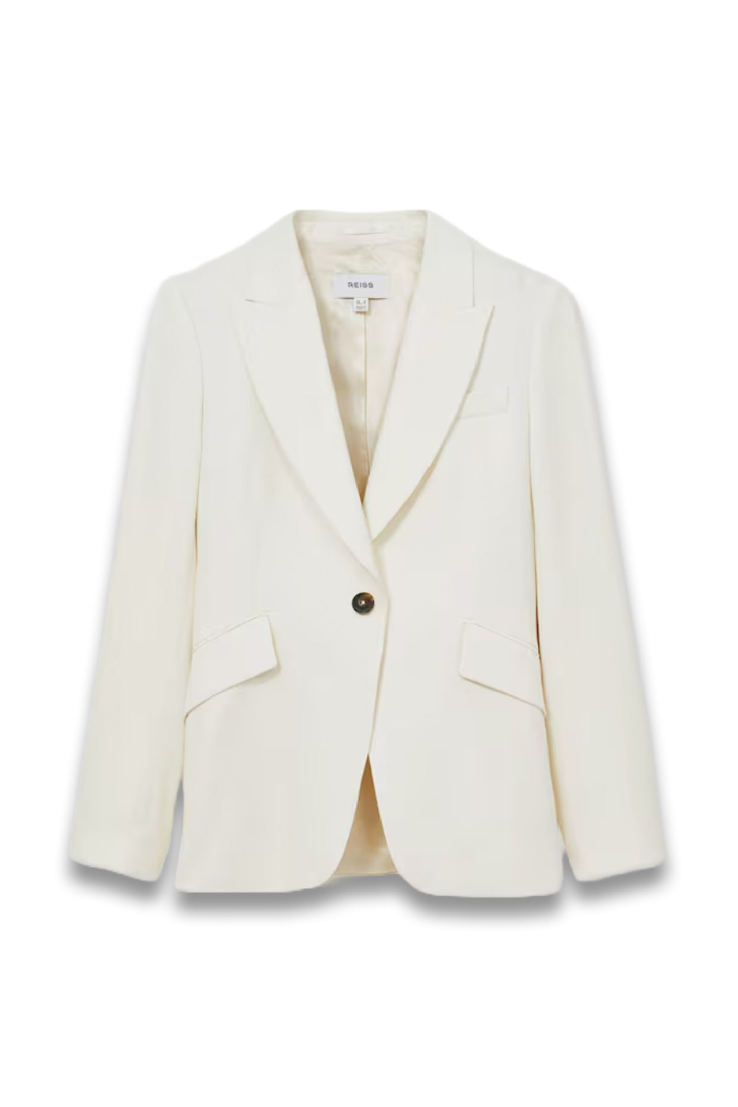 Millie Single-Breasted Peak-Lapel Tailored Blazer in Cream