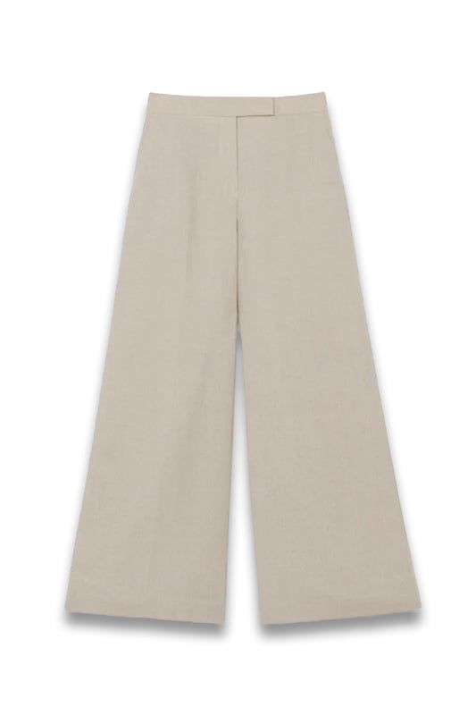 Linen Wide-leg Suit Trousers in Neutral