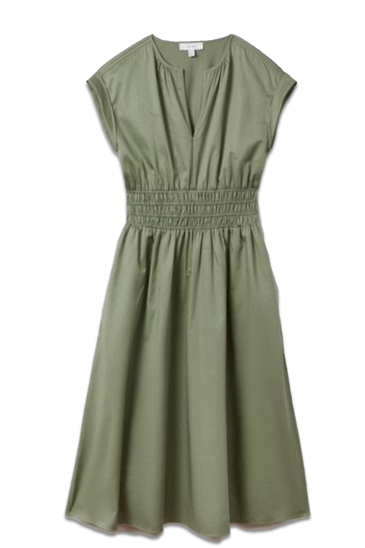 Lena Cotton Ruched Waist Midi Dress