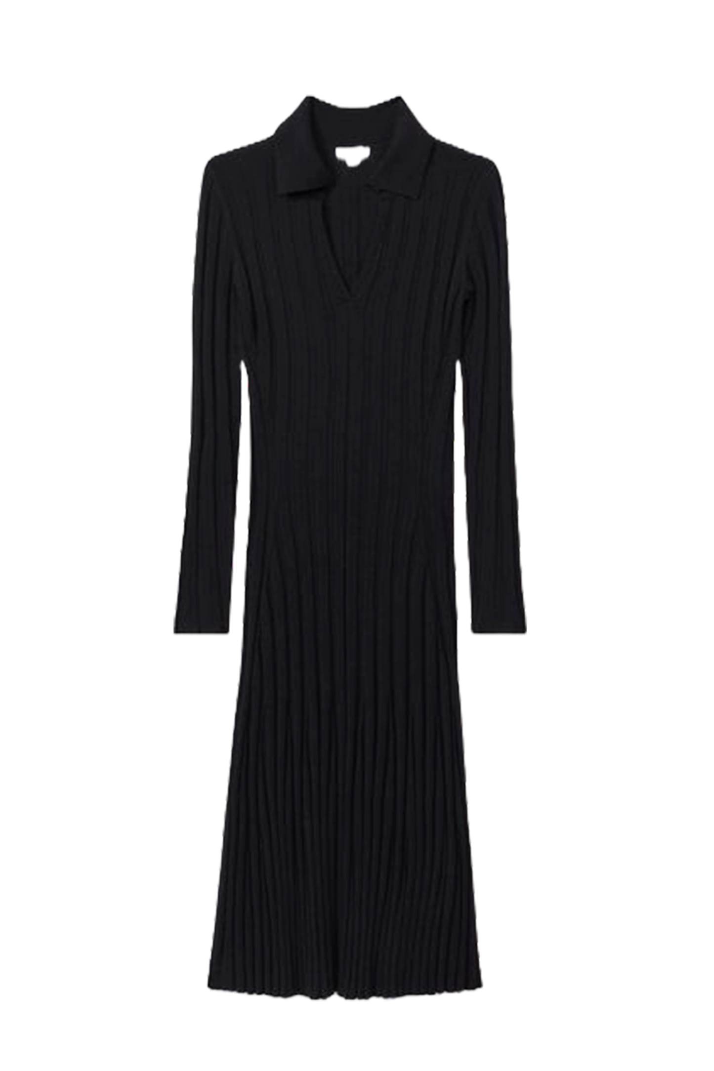 Knitted Open Collar Midi Dress