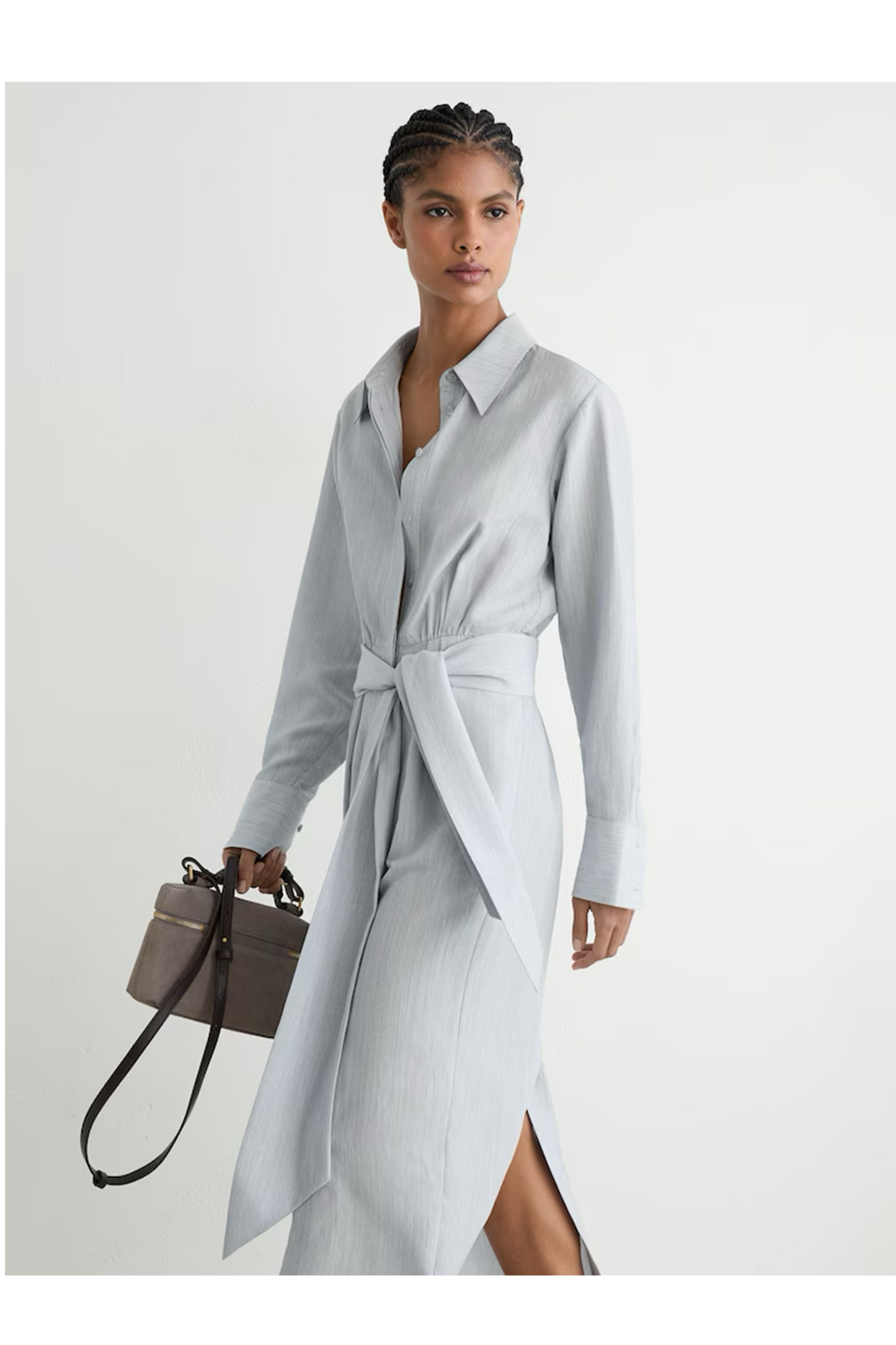 Modal-blend Tie-waist Shirt Dress