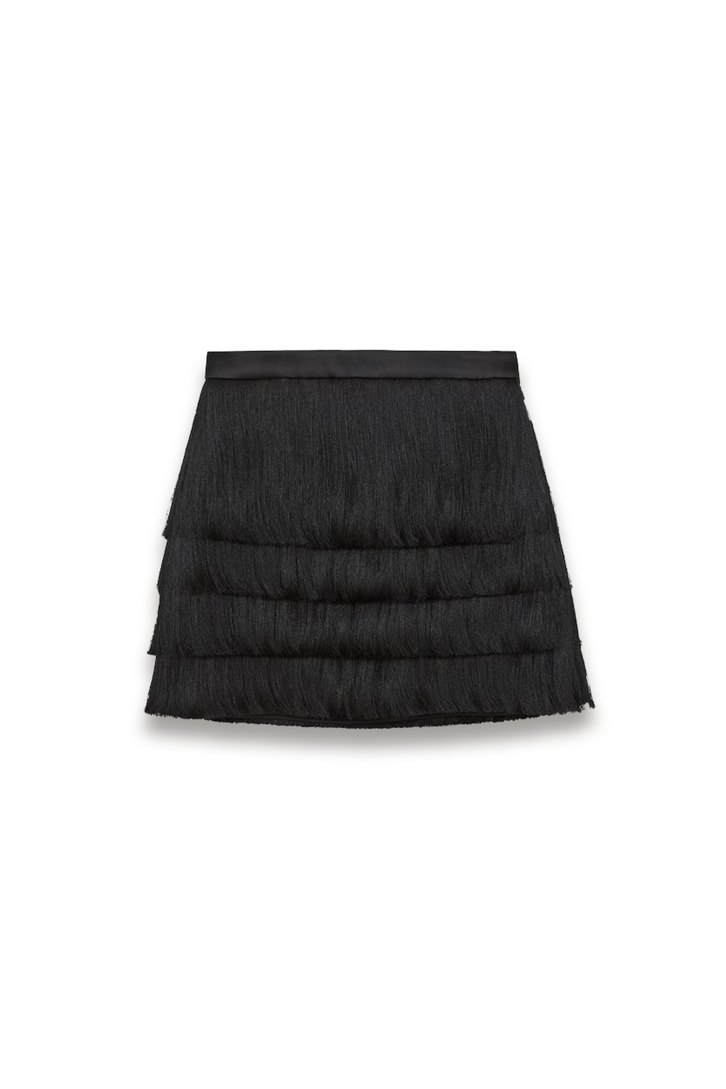 Fringe Mini Skirt in Black