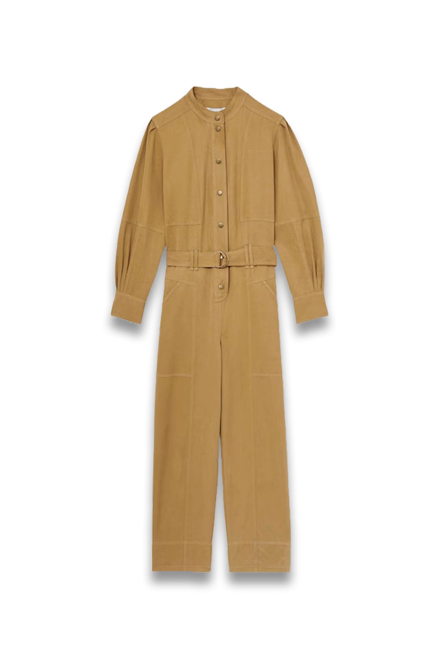 Mina Lyocell-Cotton Wide-Leg Jumpsuit in Camel