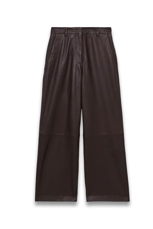 Mercey Leather Wide-leg Trousers In Chocolate
