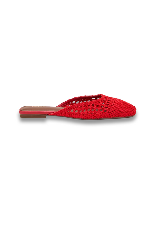 Marta Woven Slip-On Mules in Red