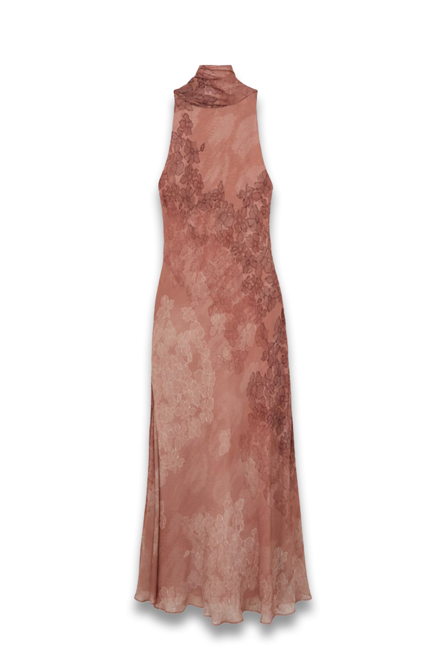 Lacey Chiffon Floral Cape Maxi Dress in Pale Pink