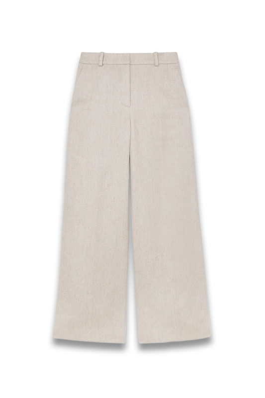 Nolah Linen-blend Textured Wide-leg Trousers in Neutral