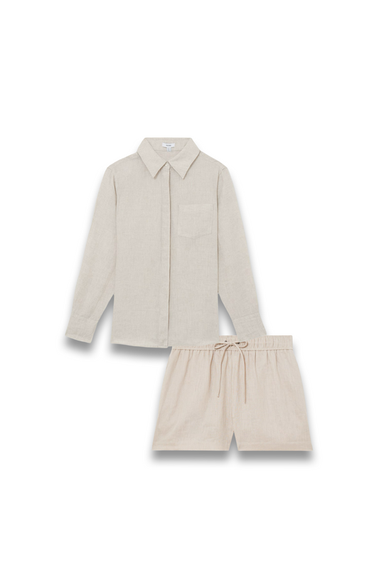 Linen Button-through Shirt and Drawstring Shorts