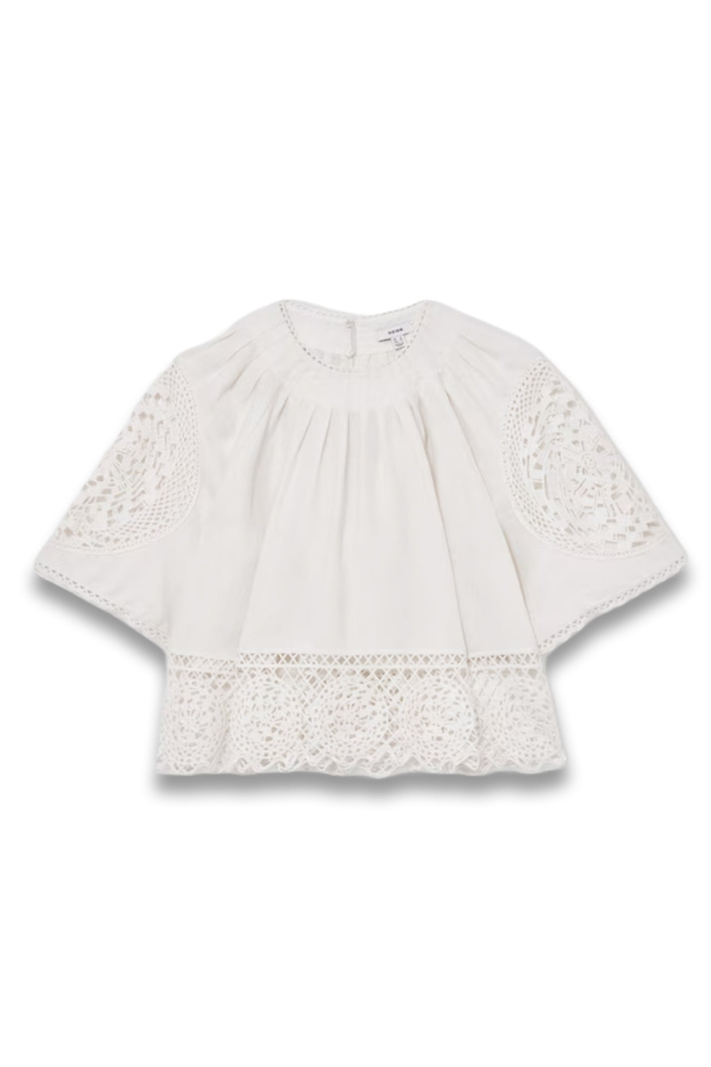 Linen Embroidered Swing Top in Ivory