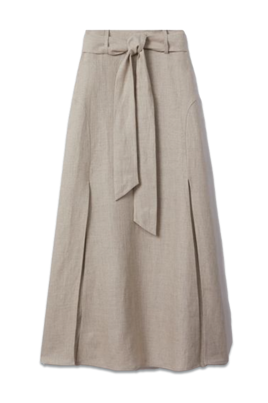 Abigail High Rise Linen Midi Skirt