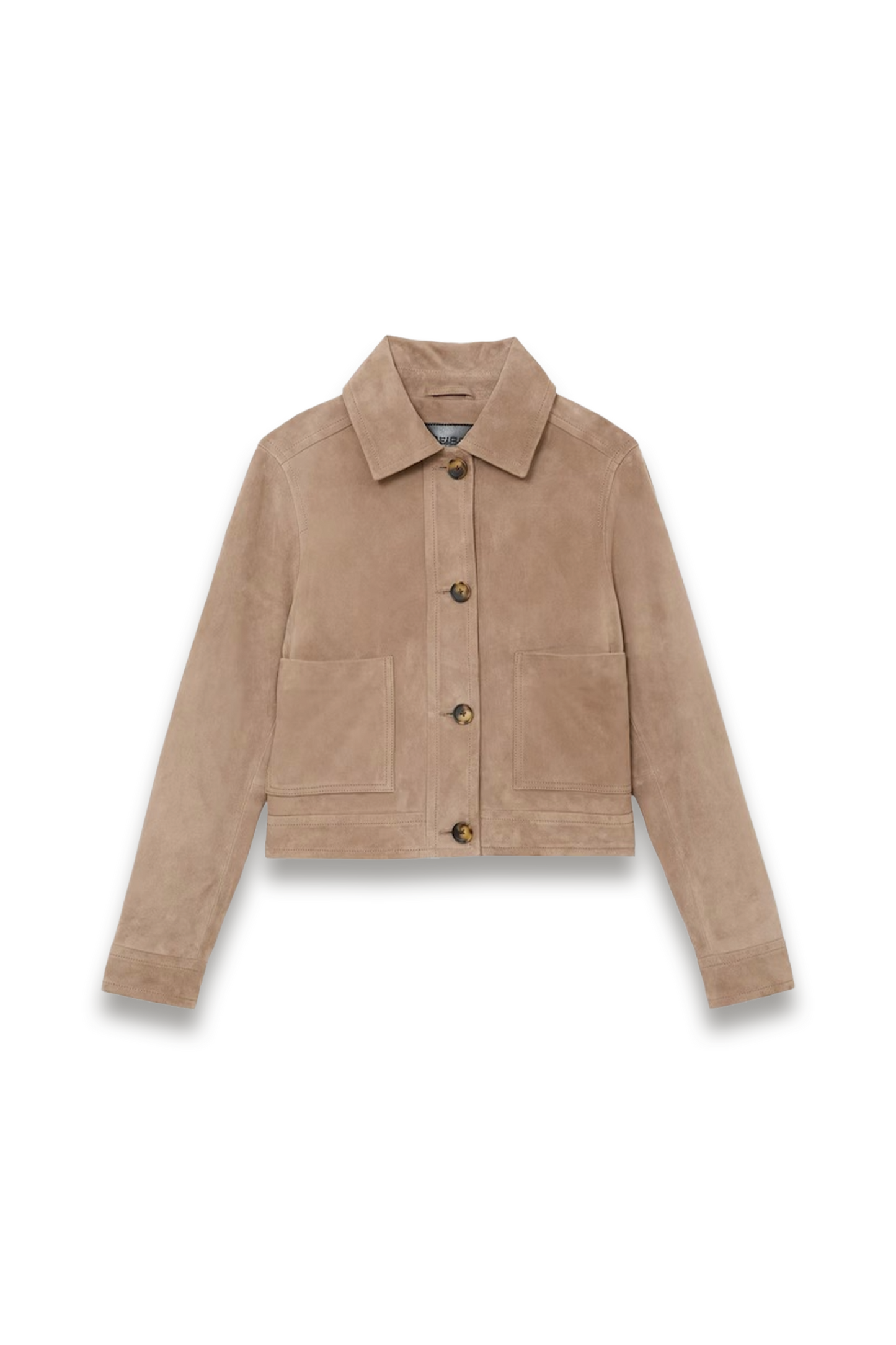 Suede Cropped Trucker Jacket in Neutral