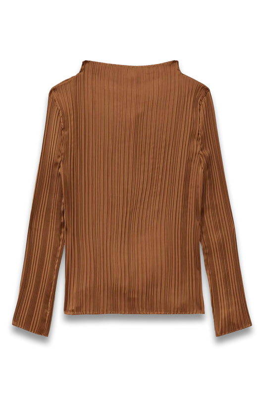 Ember High Neck Plisse Top in Gold