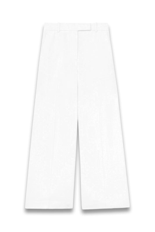 Devon Linen-Blend Wide-Leg Trousers in White