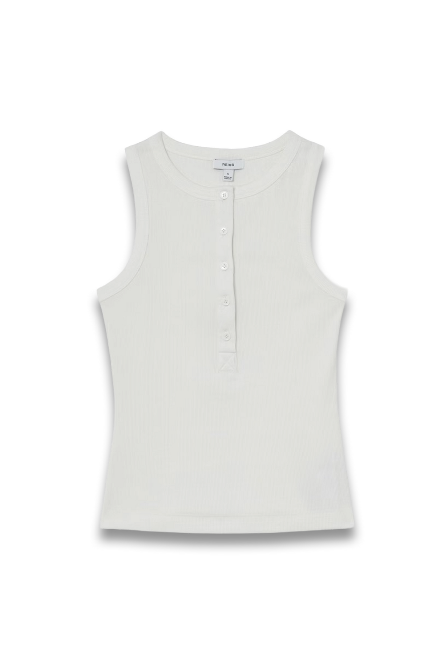 Stretch-cotton Ribbed Henley Vest in White