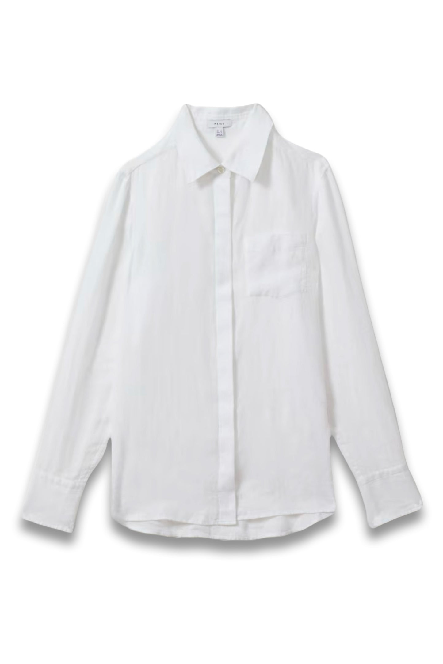 Linen Button-Through Shirt in White