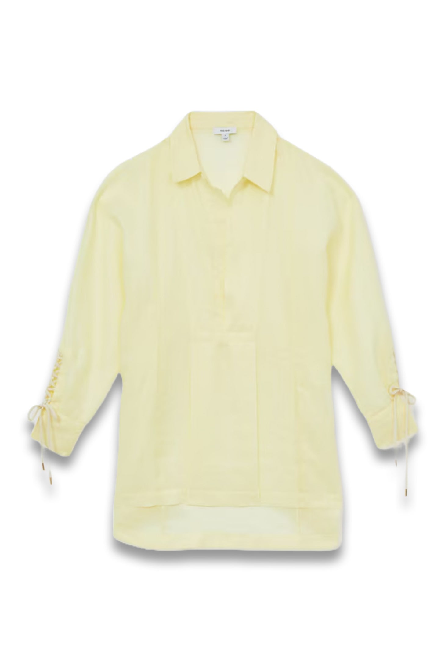Talia Ramie Open-Collar Kaftan Shirt