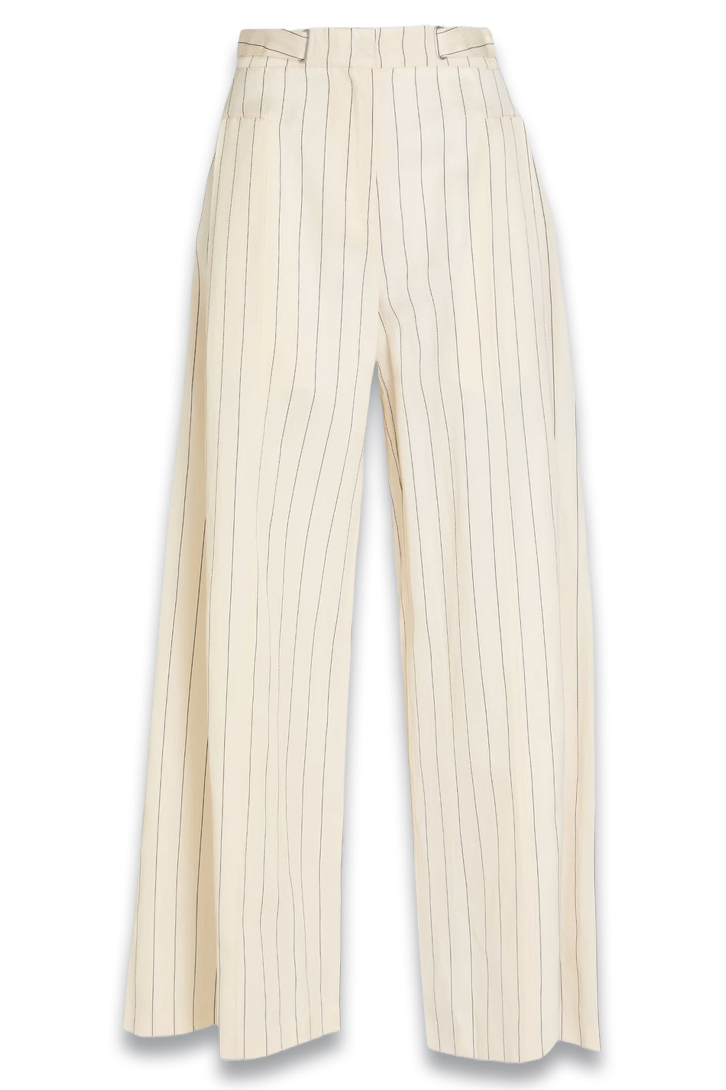 Pleated Striped Twill Wide-leg Pants