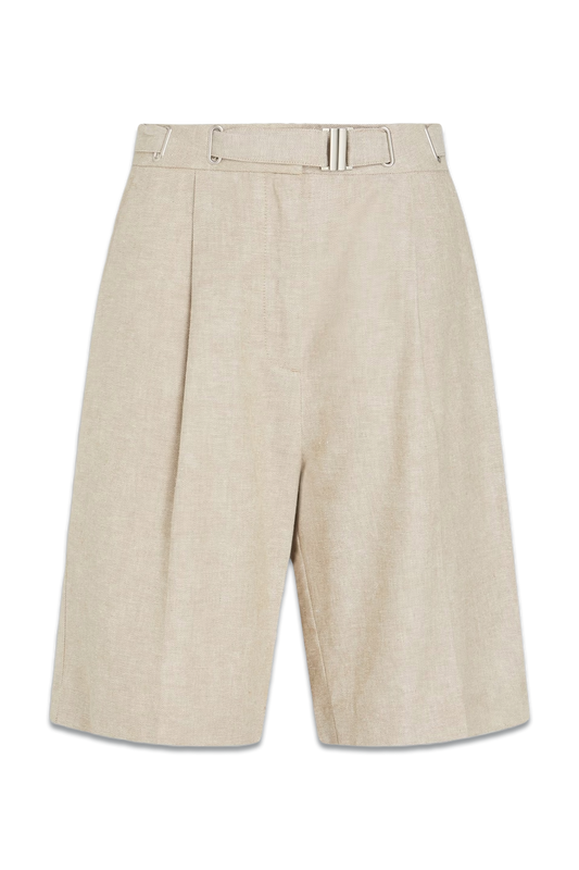 Belted Linen and Cotton-Blend Twill Shorts