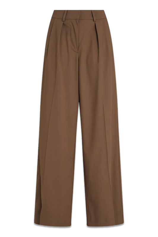 Buckled Grain de Poudre Wide-Leg Pants