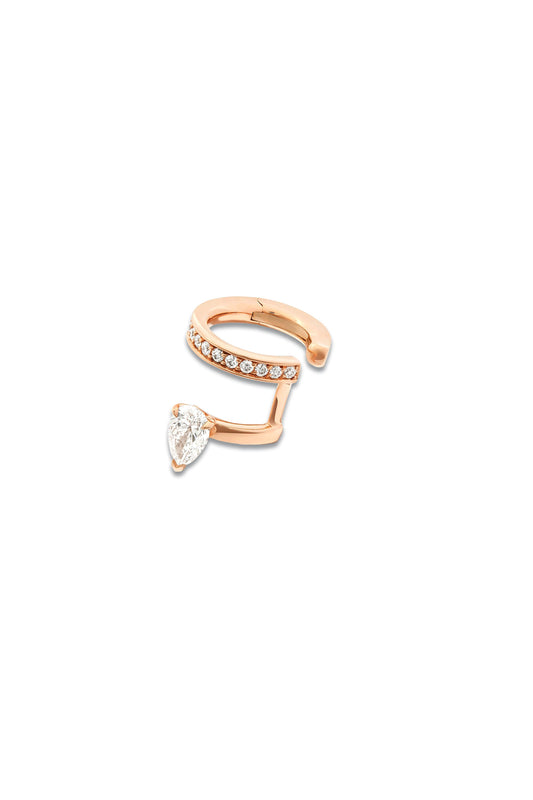 18K Rose Gold Serti Sur Vide Diamond Single Ear Cuff