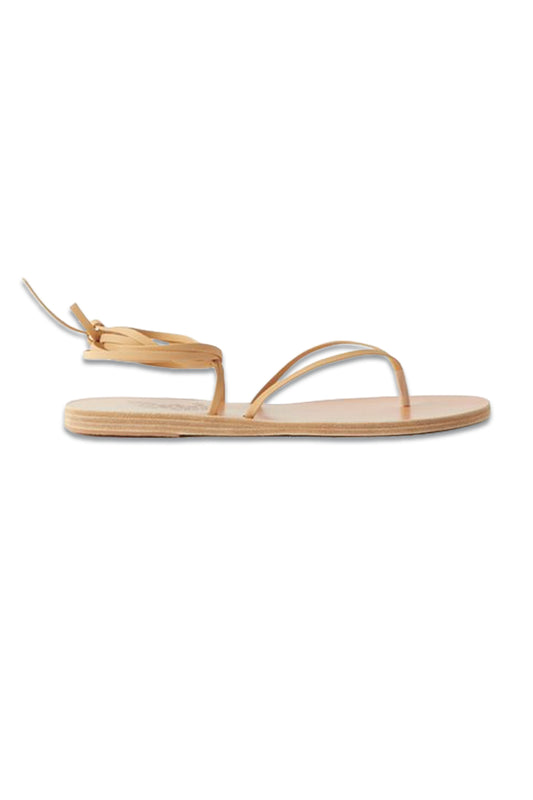 Celia Ankle-Tie Leather Sandals Beige