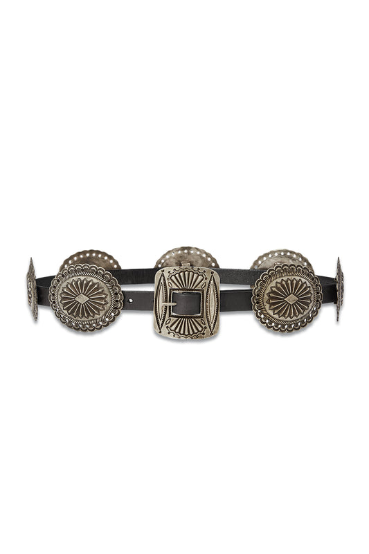 Metal-Accent Leather Belt