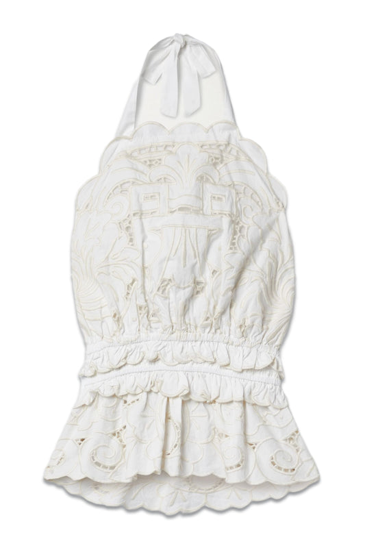 Blaire Broderie Anglaise Organic Cotton Halterneck Top