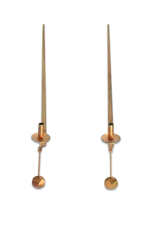Pair Of Brass Candlesticks For Wall Hanging