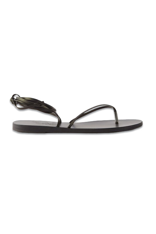Celia Ankle-Tie Leather Sandals Black