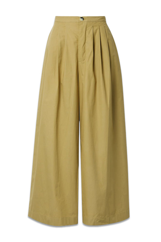 Valentin Pleated Cotton-Poplin Wide-Leg Pants
