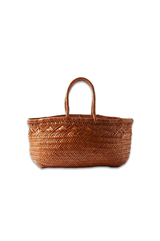 Triple Jump Woven-Leather Basket Bag Tan