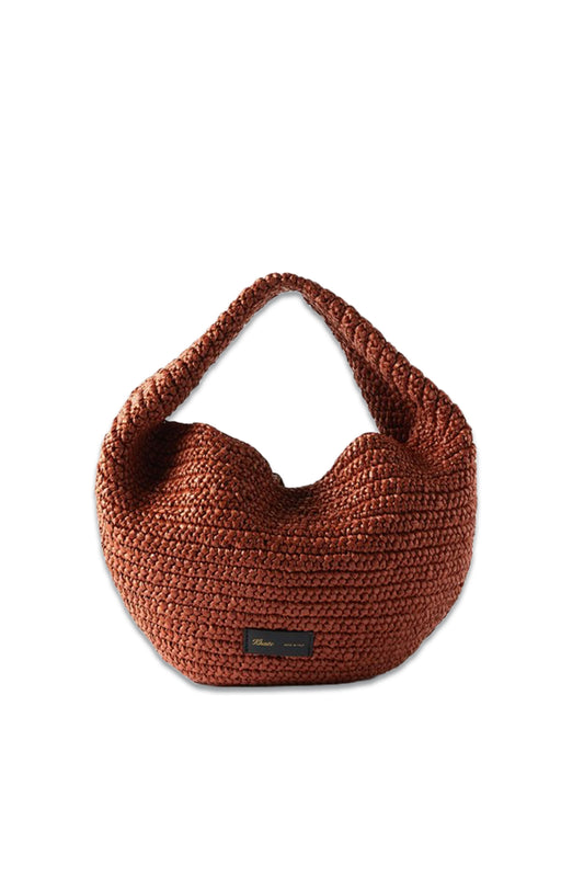Olivia Medium Faux-Raffia Shoulder Bag