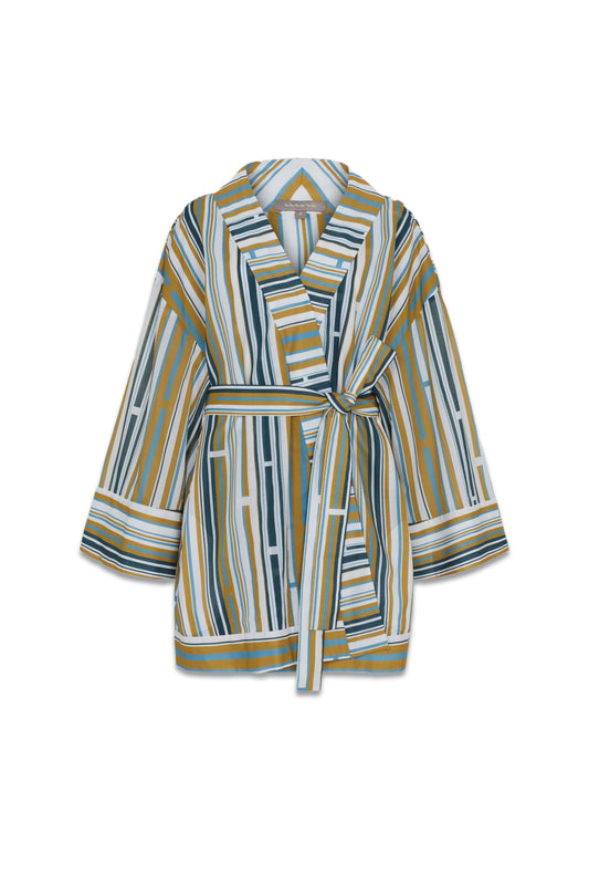 Printed Cotton Voile Belted Kimono Robe