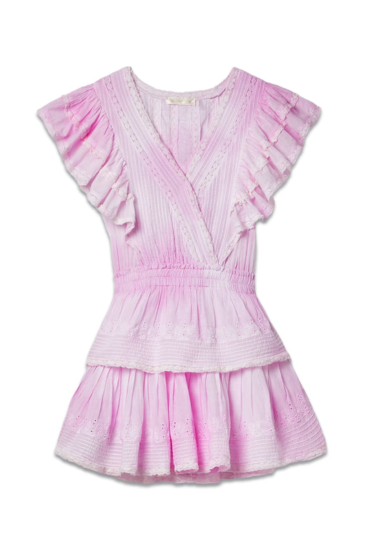 Gwen Ruffled Lace-Trimmed Tie-Dyed Broderie Anglaise Cotton Mini Dress
