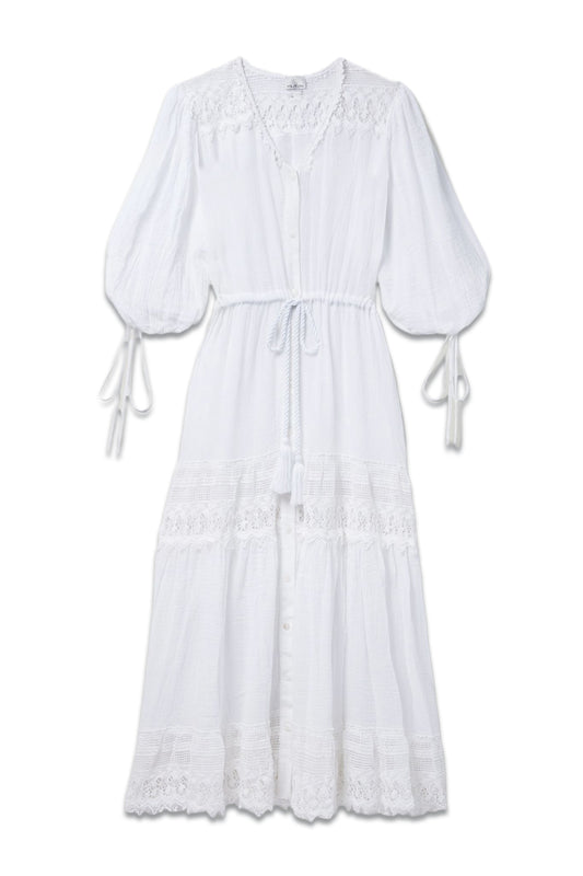 Nolina Lace-Trimmed Cotton-Gauze Midi Dress