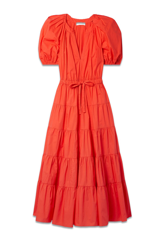 Olina Tiered Cotton-Poplin Midi Dress