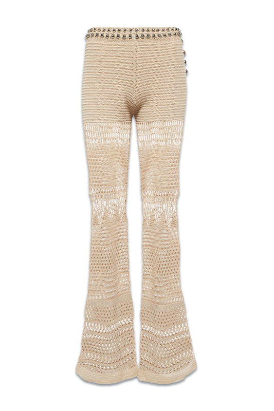 Crocheted Cotton Straight-Leg Trousers