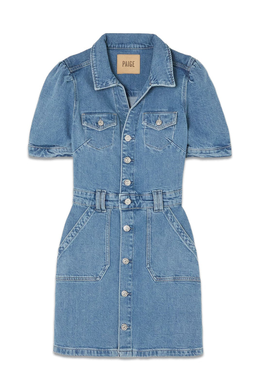Mayslie Topstitched Denim Mini Dress