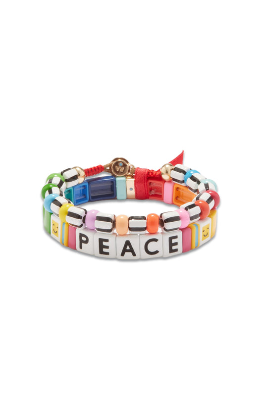Set Of Two Peace Beaded Bracelets