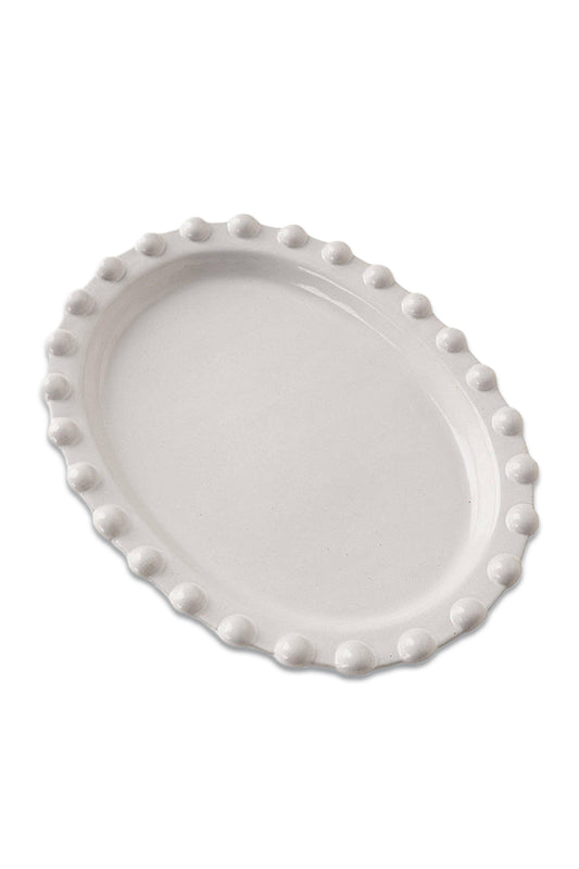 Truly Lifestyle Pom-Pom Stoneware Oval Serving Platter