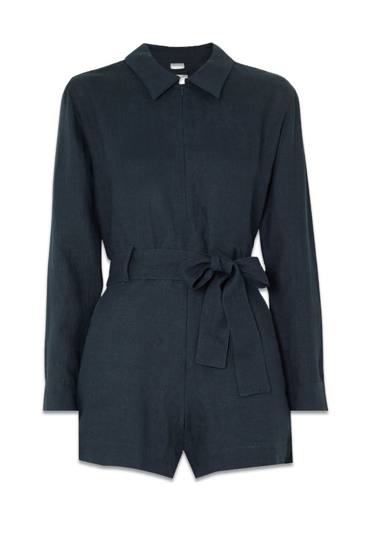 + NET SUSTAIN Trendsetter Belted Linen Playsuit