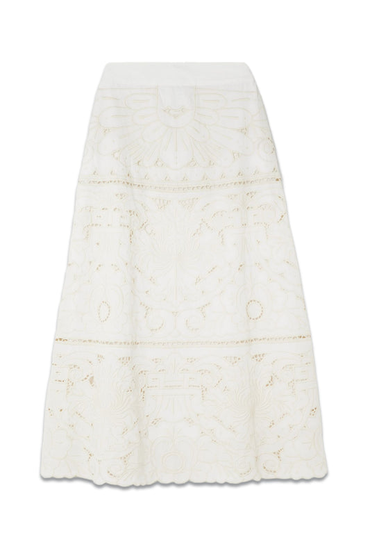 Blaire Broderie-Anglaise Organic-Cotton Skirt