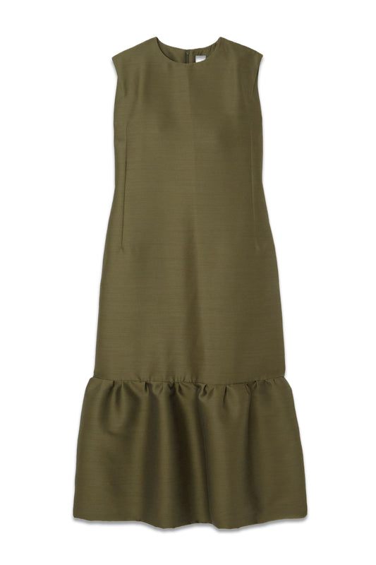 Ruffled Sateen Midi Dress