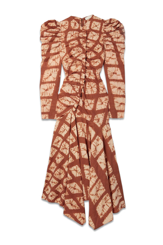 Priyanka Ruched Tie-Dyed Cotton-Voile Midi Dress