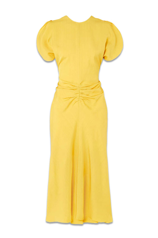 Gathered Woven Midi Dress