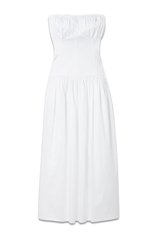 Lauryn Strapless Gathered Cotton-Blend Midi Dress